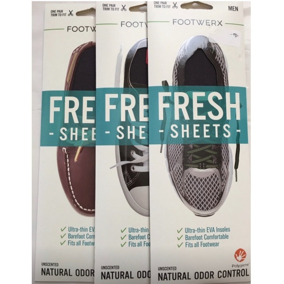 FOOTWERX Polygiene FRESH SHEETS Ultra Thin EVA‎ Insoles Odor Control Men’s NWT - Picture 5 of 10
